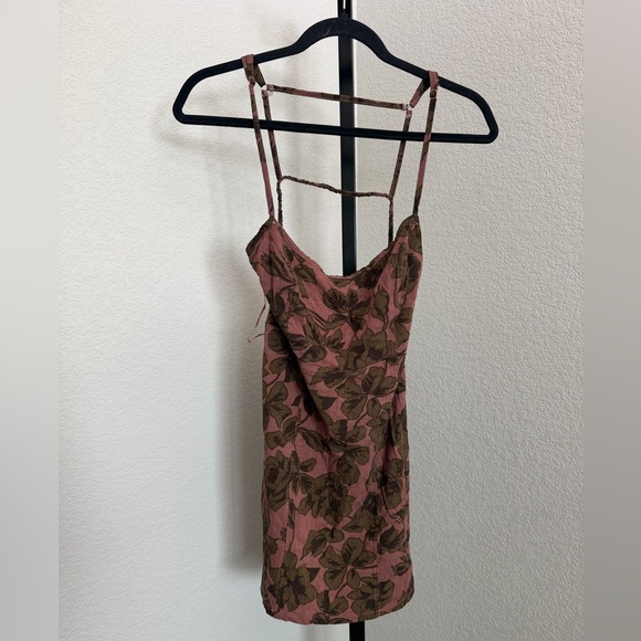 Intimately Free People Pink Mini Dress with Olive Floral Print - Picture 2 of 5